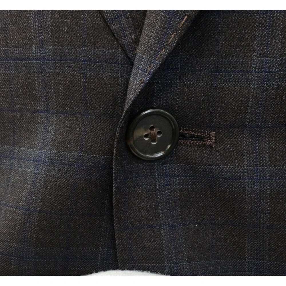 Mens BESPOKE Suit 2‎ Piece Jacket Pants Blazer Sport Coat Size 44L Wool Classic